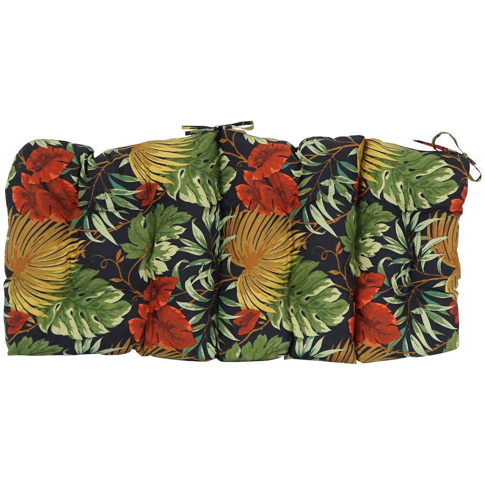 20-inch by 42-inch Spun Polyester Patterned Outdoor Tufted Chair Cushion. Picture 3