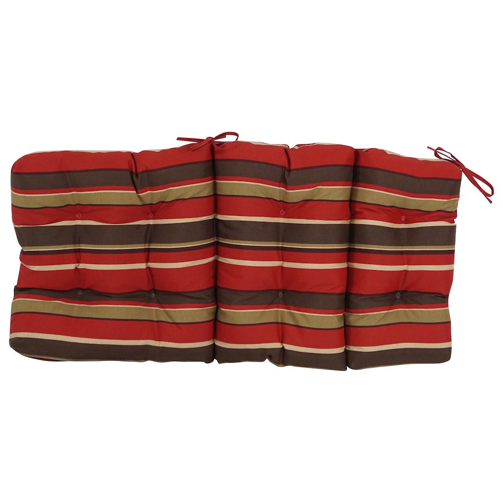 20-inch by 42-inch Spun Polyester Patterned Outdoor Tufted Chair Cushion. Picture 3