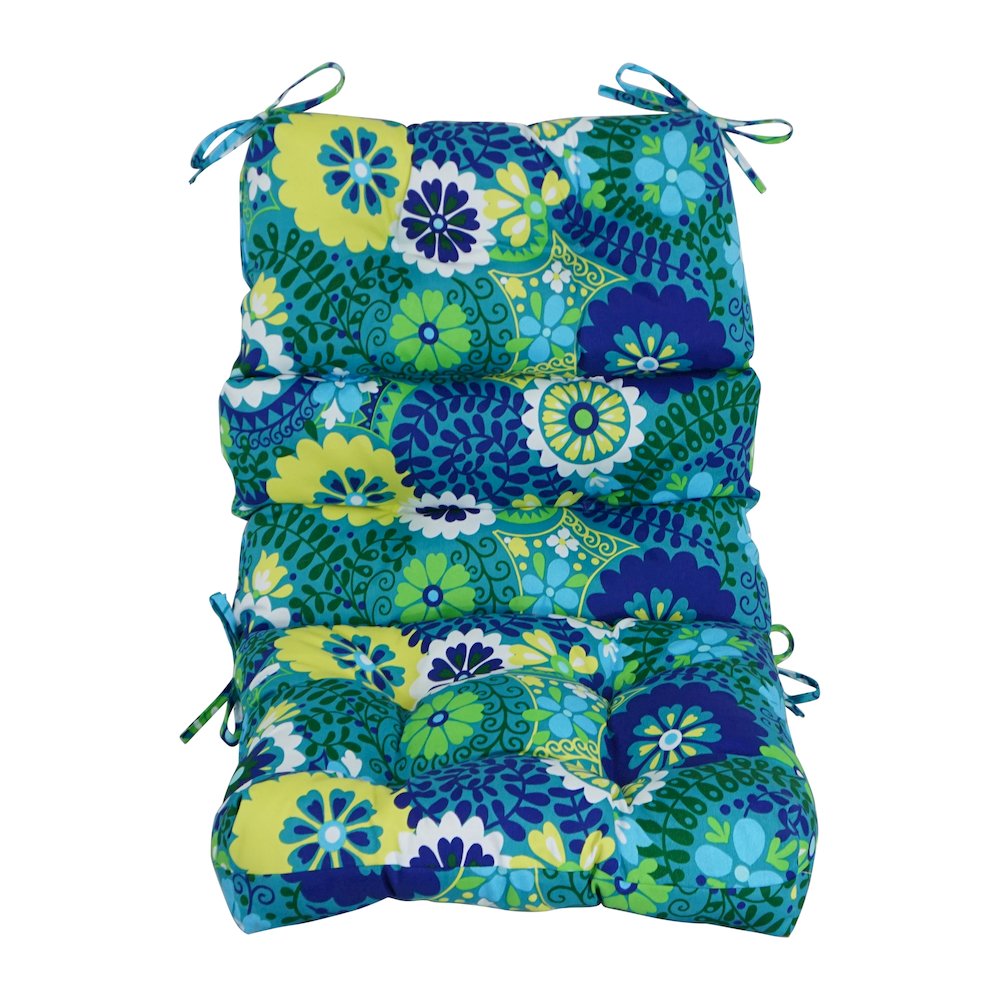 20-inch by 42-inch Spun Polyester Patterned Outdoor Tufted Chair Cushion. Picture 2