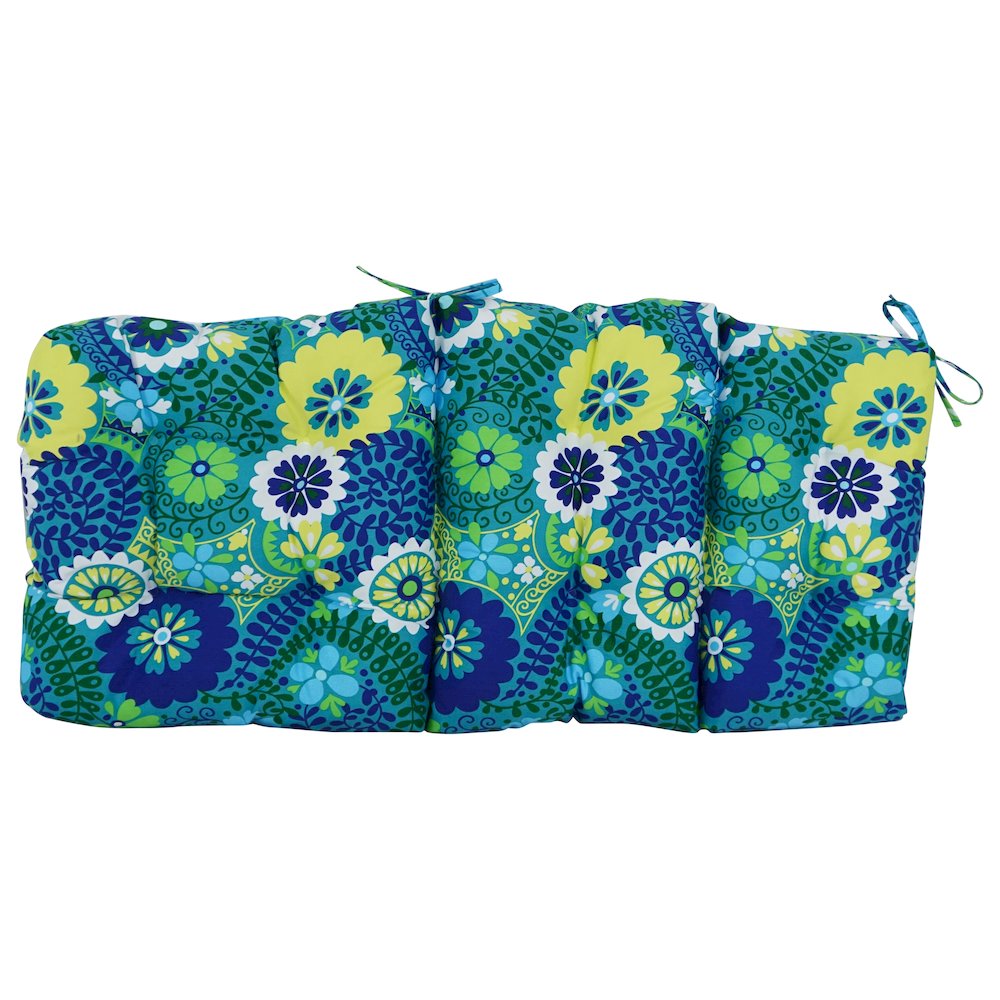 20-inch by 42-inch Spun Polyester Patterned Outdoor Tufted Chair Cushion. Picture 3