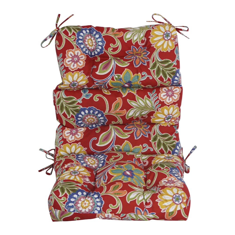 20-inch by 42-inch Spun Polyester Patterned Outdoor Tufted Chair Cushion. Picture 2
