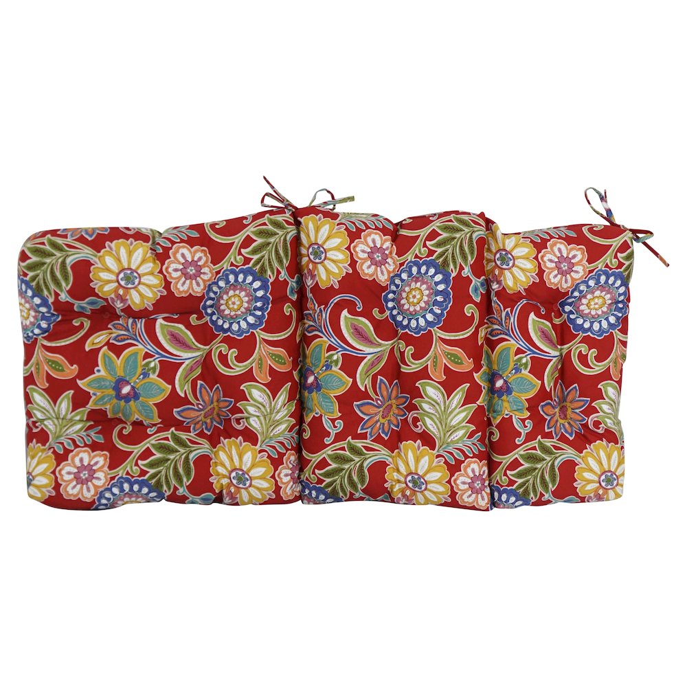 20-inch by 42-inch Spun Polyester Patterned Outdoor Tufted Chair Cushion. Picture 3