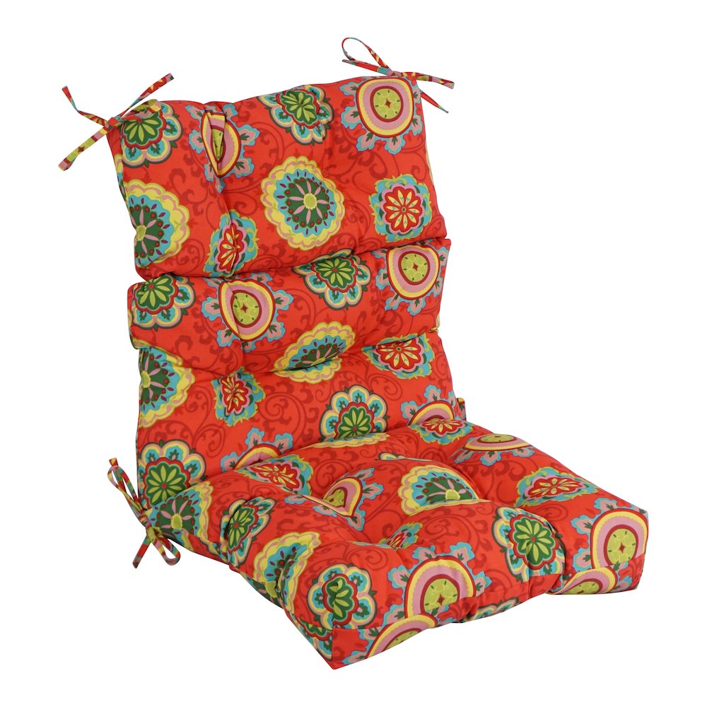 20-inch by 42-inch Spun Polyester Patterned Outdoor Tufted Chair Cushion. Picture 1