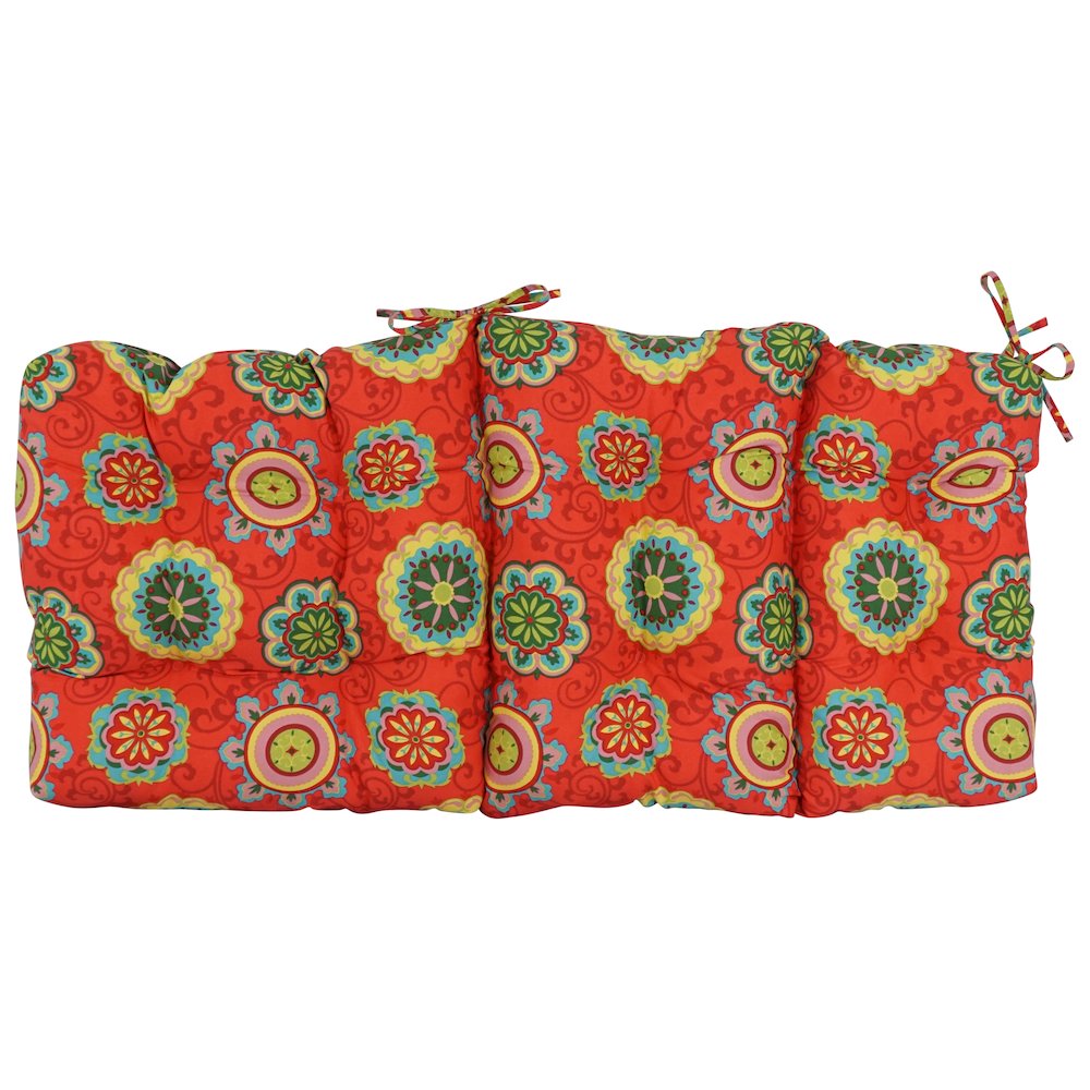 20-inch by 42-inch Spun Polyester Patterned Outdoor Tufted Chair Cushion. Picture 3