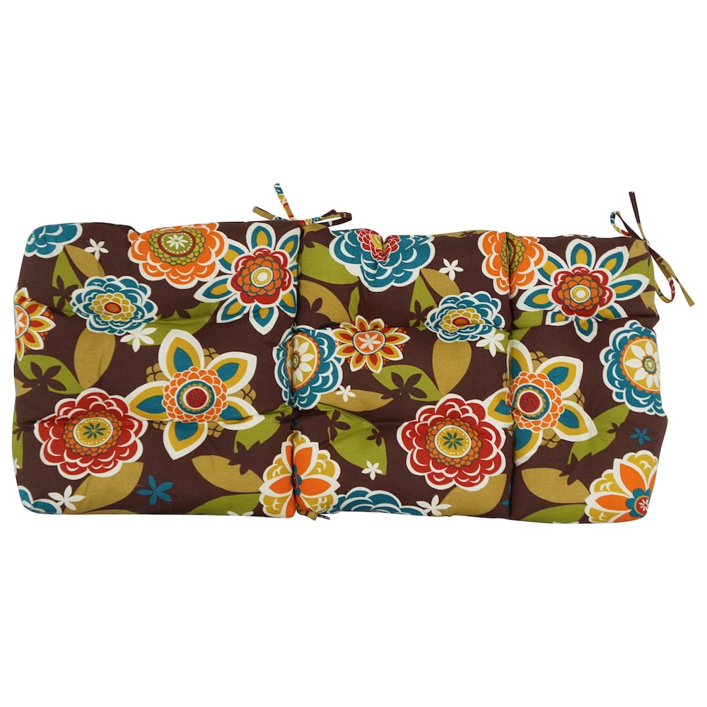 20-inch by 42-inch Spun Polyester Patterned Outdoor Tufted Chair Cushion. Picture 3