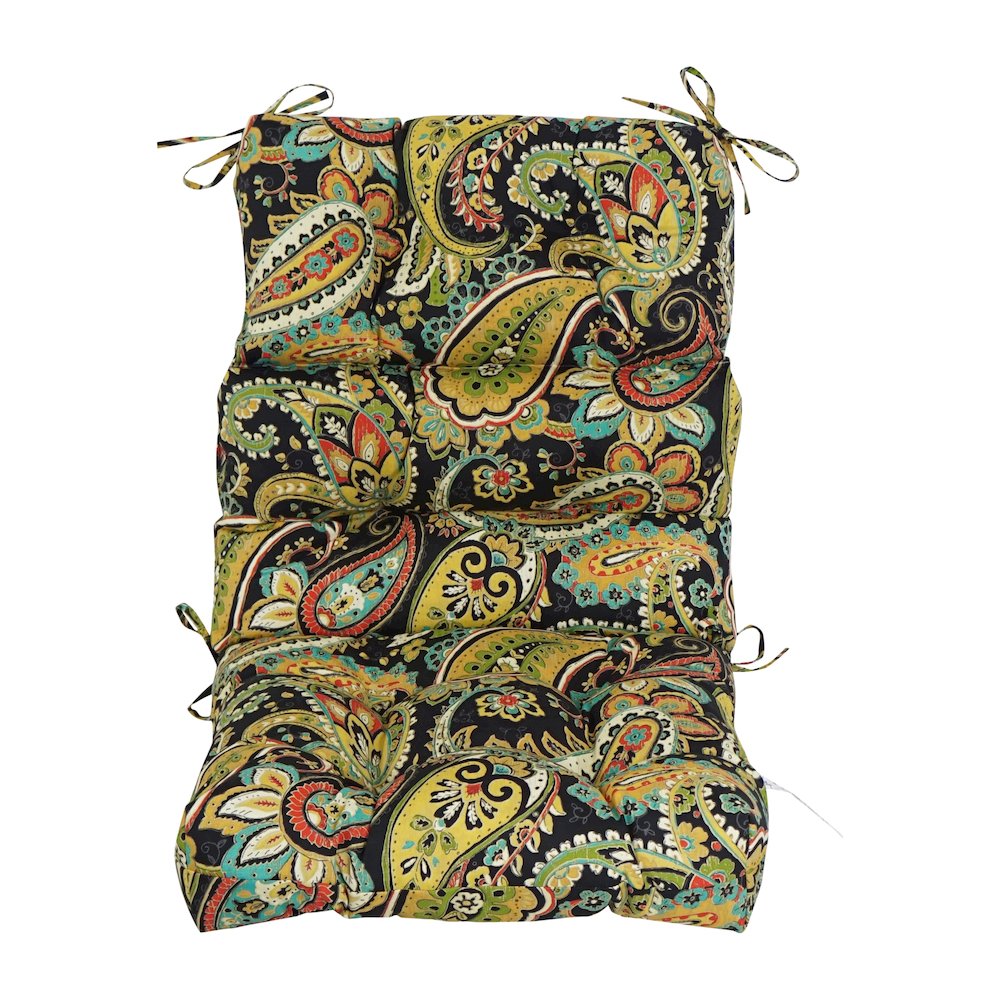 20-inch by 42-inch Spun Polyester Patterned Outdoor Tufted Chair Cushion. Picture 2