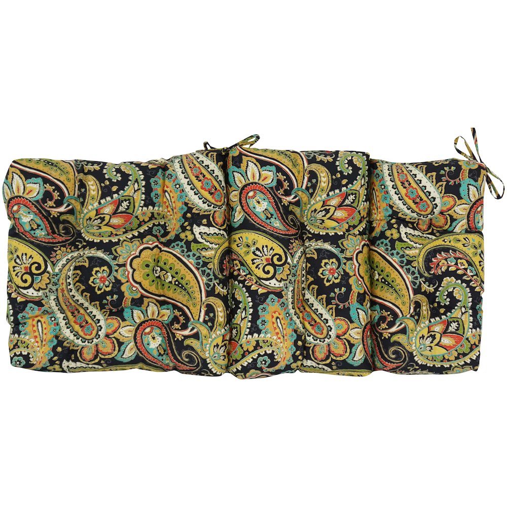 20-inch by 42-inch Spun Polyester Patterned Outdoor Tufted Chair Cushion. Picture 3