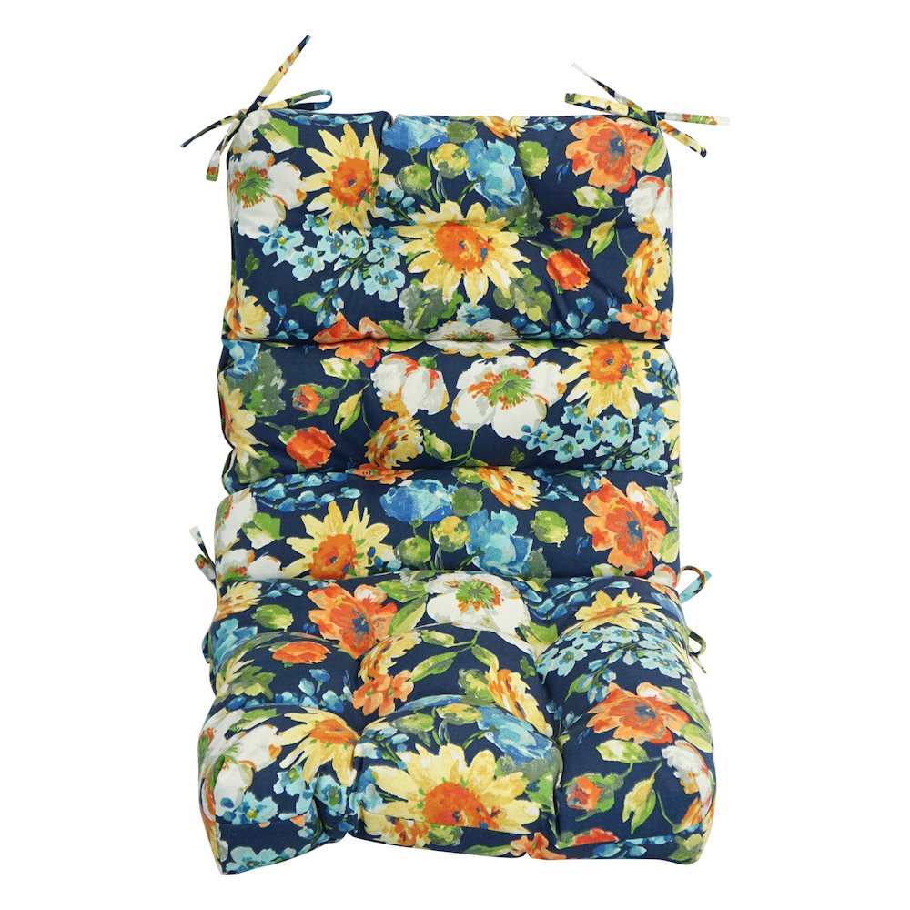 20-inch by 42-inch Spun Polyester Patterned Outdoor Tufted Chair Cushion. Picture 2