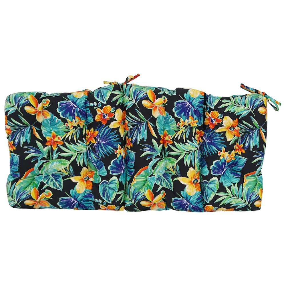 20-inch by 42-inch Spun Polyester Patterned Outdoor Tufted Chair Cushion. Picture 3