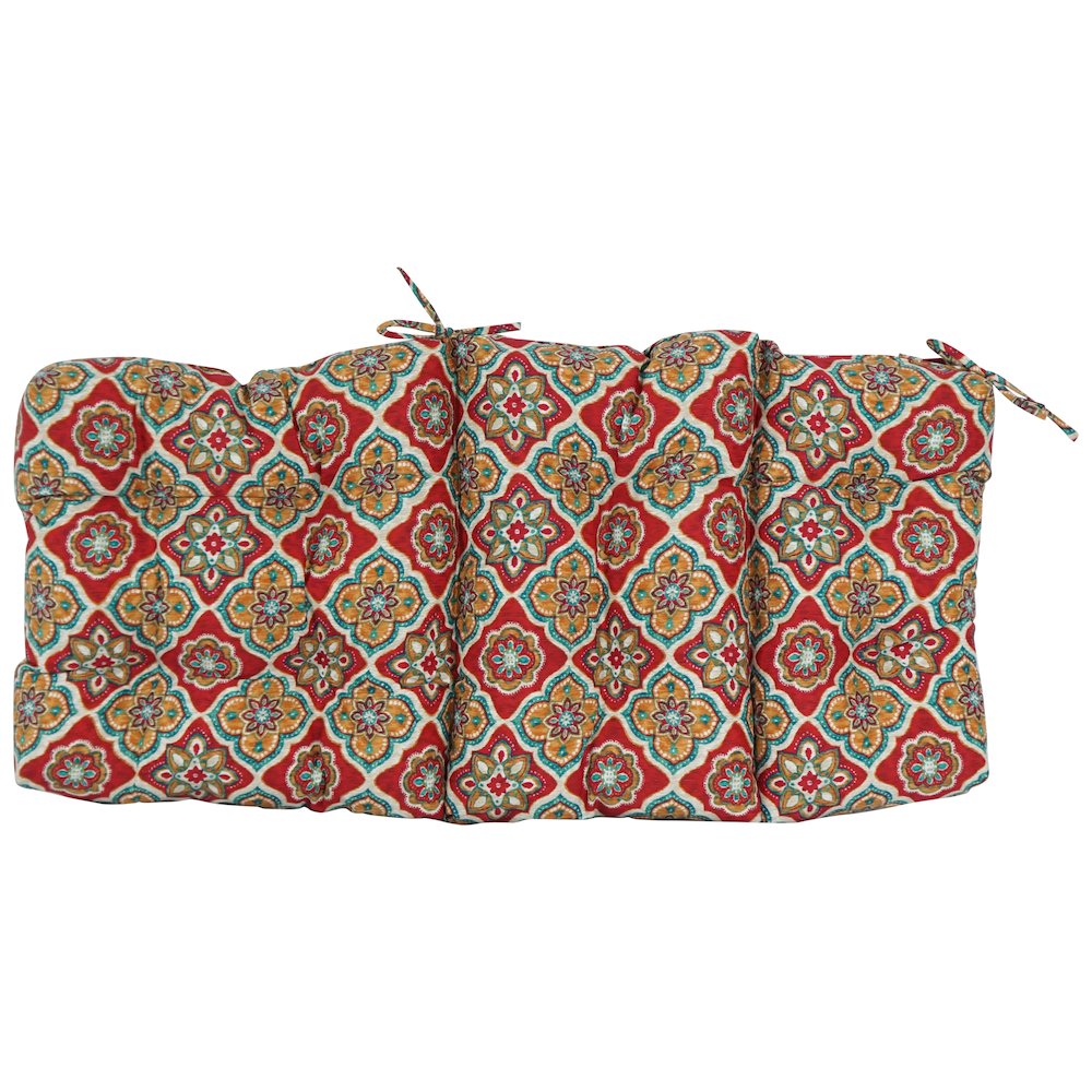 20-inch by 42-inch Spun Polyester Patterned Outdoor Tufted Chair Cushion. Picture 3