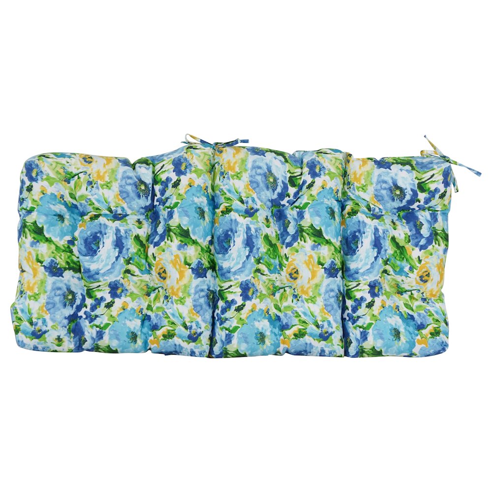 20-inch by 42-inch Spun Polyester Patterned Outdoor Tufted Chair Cushion. Picture 3