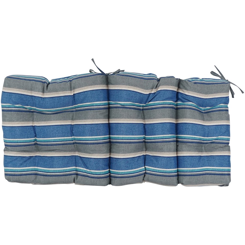 20-inch by 42-inch Spun Polyester Patterned Outdoor Tufted Chair Cushion. Picture 3