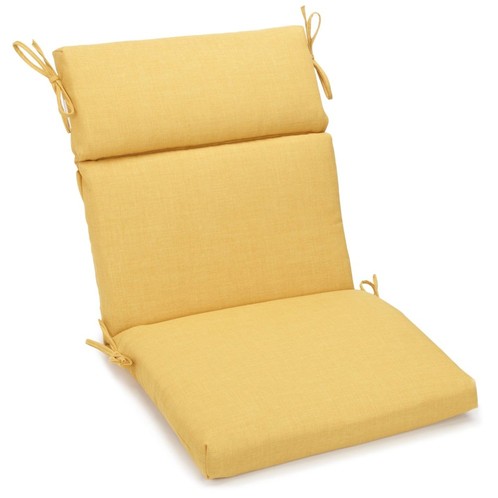 20-inch by 42-inch Spun Polyester Solid Outdoor Squared Seat/ Back Chair Cushion. Picture 1