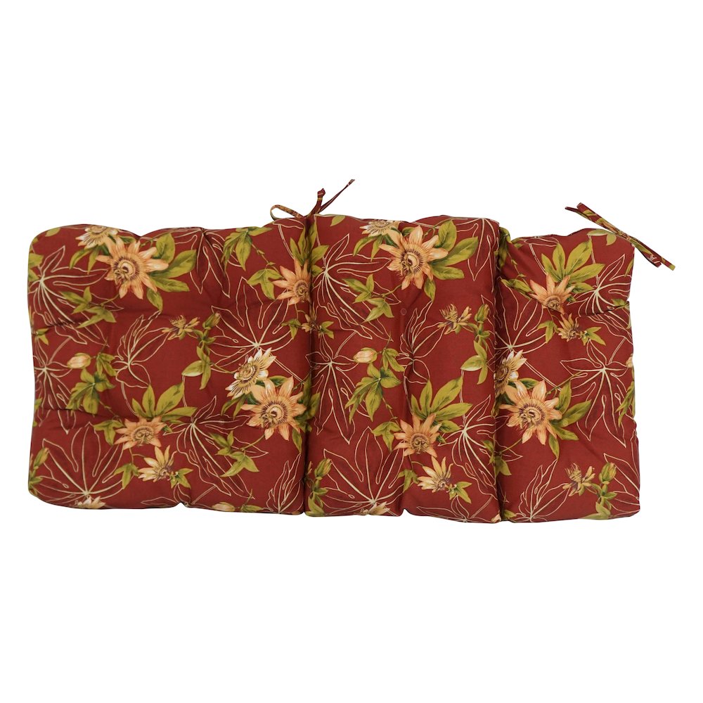22-inch by 45-inch Spun Polyester Patterned Outdoor Tufted Chair Cushion. Picture 3