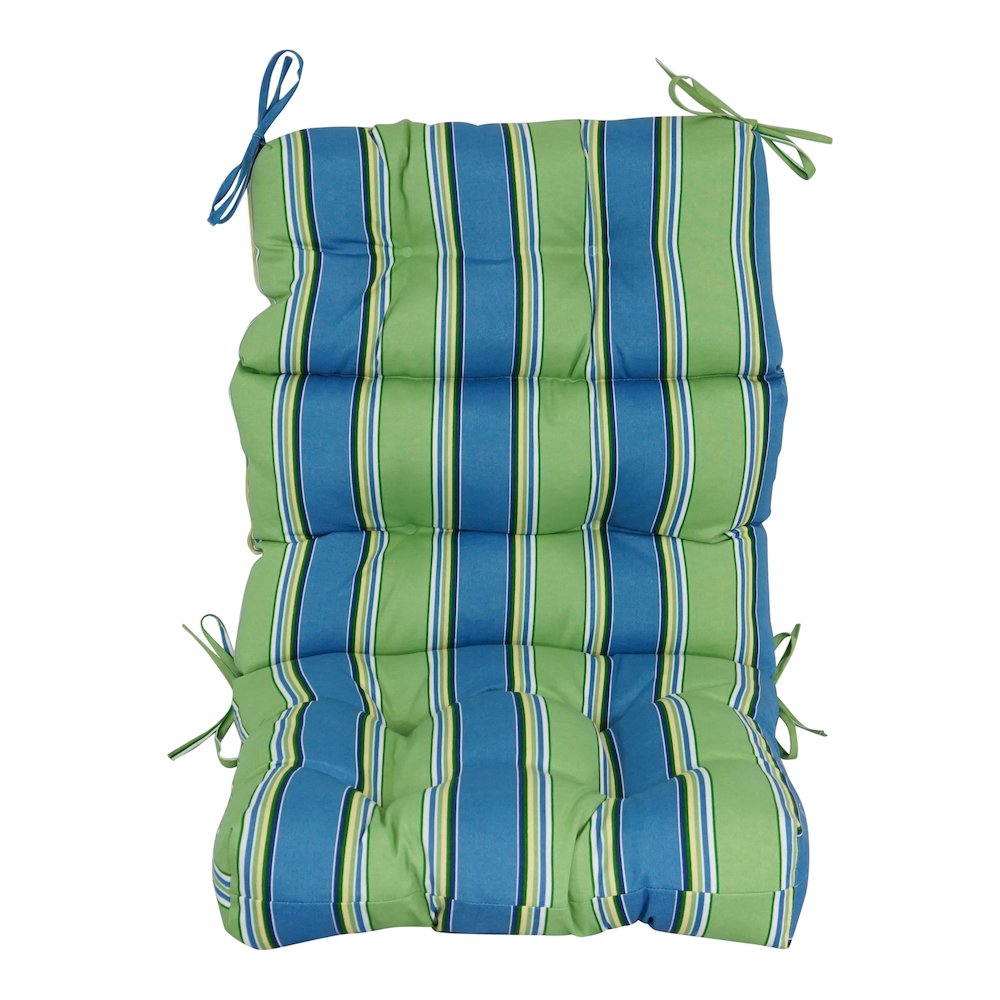 22-inch by 45-inch Spun Polyester Patterned Outdoor Tufted Chair Cushion. Picture 2