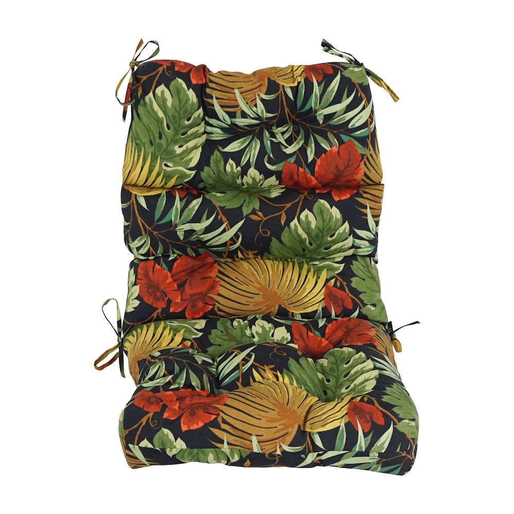 22-inch by 45-inch Spun Polyester Patterned Outdoor Tufted Chair Cushion. Picture 2