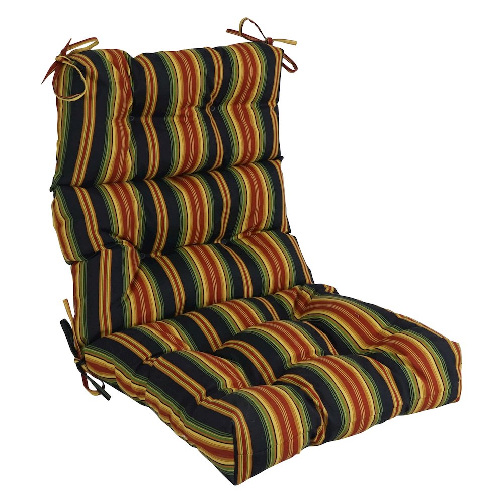 22-inch by 45-inch Spun Polyester Patterned Outdoor Tufted Chair Cushion. Picture 1
