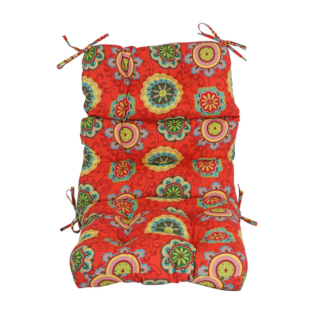22-inch by 45-inch Spun Polyester Patterned Outdoor Tufted Chair Cushion. Picture 2