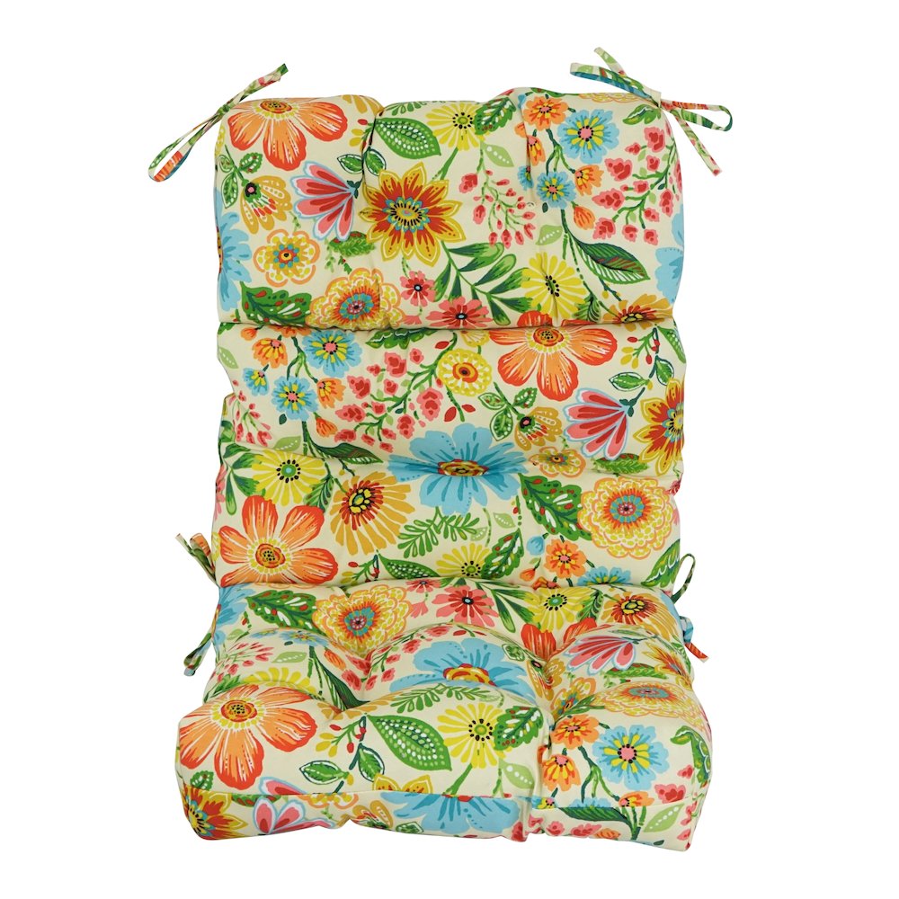22-inch by 45-inch Spun Polyester Patterned Outdoor Tufted Chair Cushion. Picture 2