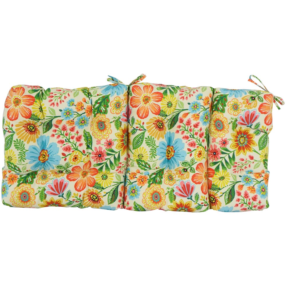 22-inch by 45-inch Spun Polyester Patterned Outdoor Tufted Chair Cushion. Picture 3