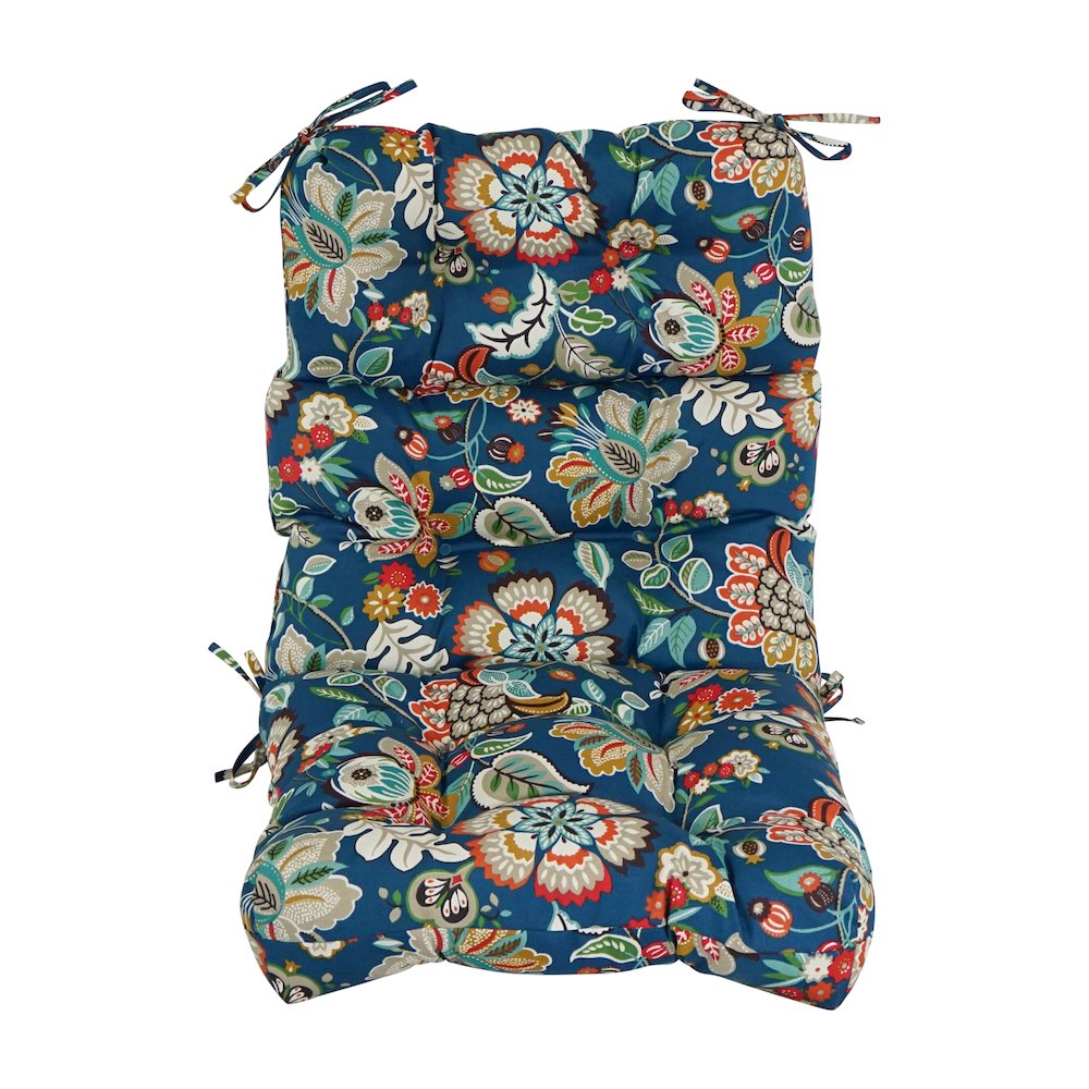 22-inch by 45-inch Spun Polyester Patterned Outdoor Tufted Chair Cushion. Picture 2