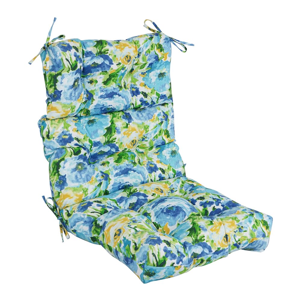 22-inch by 45-inch Spun Polyester Patterned Outdoor Tufted Chair Cushion. Picture 1