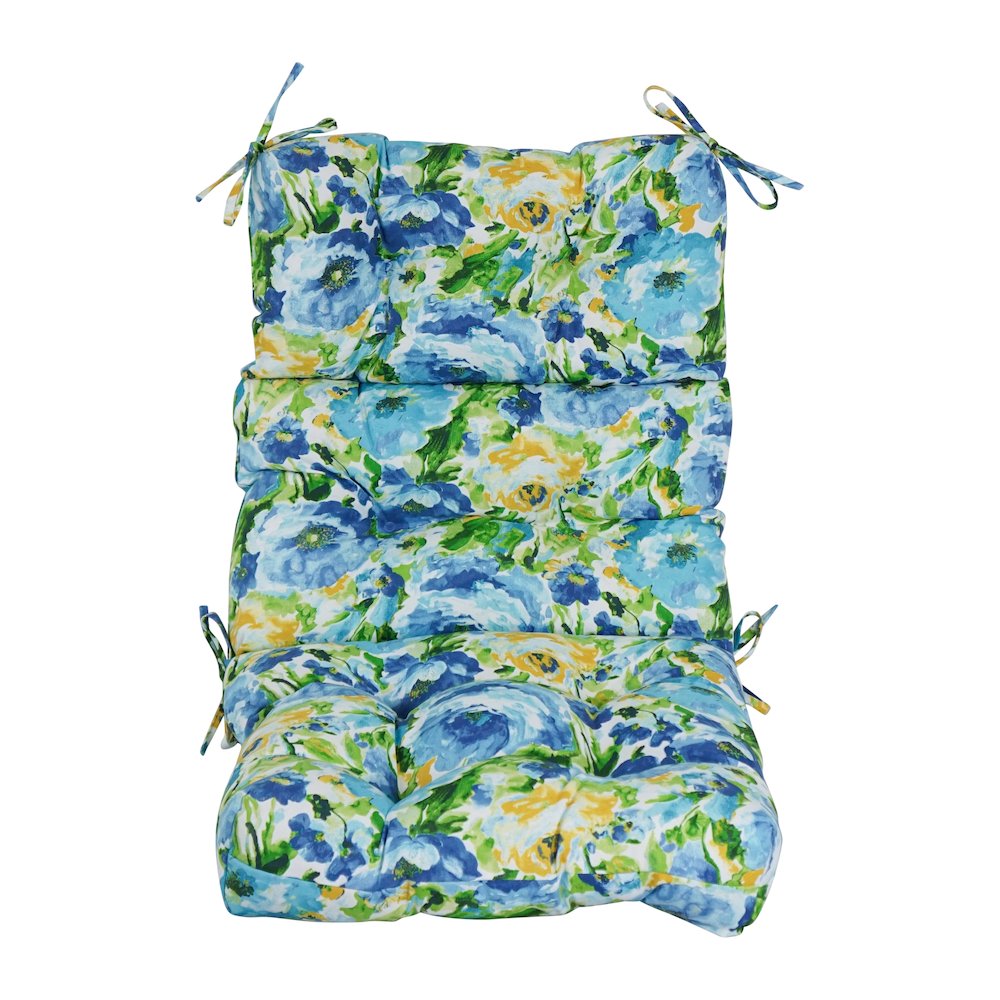 22-inch by 45-inch Spun Polyester Patterned Outdoor Tufted Chair Cushion. Picture 2