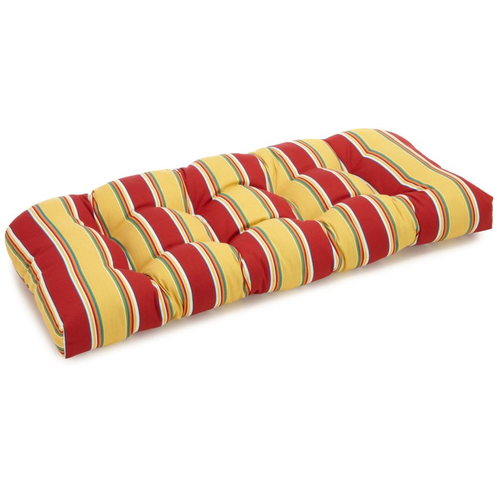 42-inch by 19-inch U-Shaped Patterned Spun Polyester Tufted Settee/Bench Cushion. Picture 1