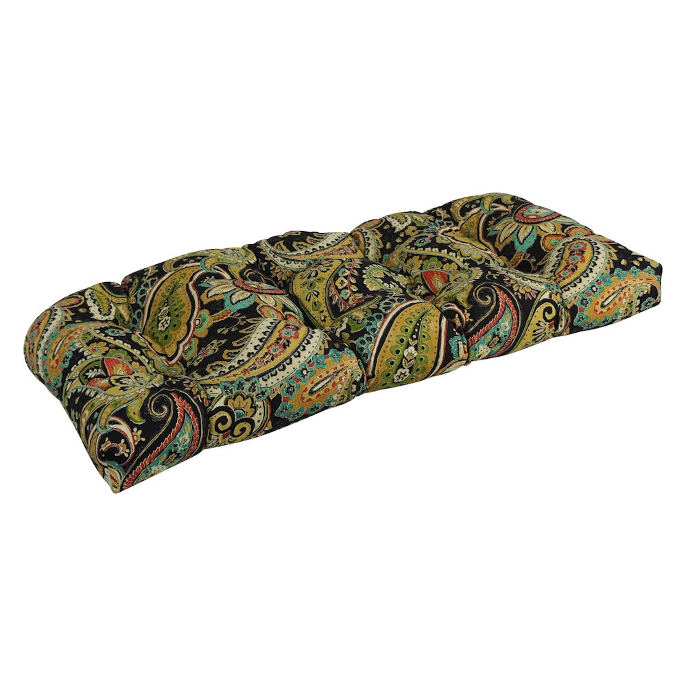 42-inch by 19-inch U-Shaped Patterned Spun Polyester Tufted Settee/Bench Cushion. Picture 1
