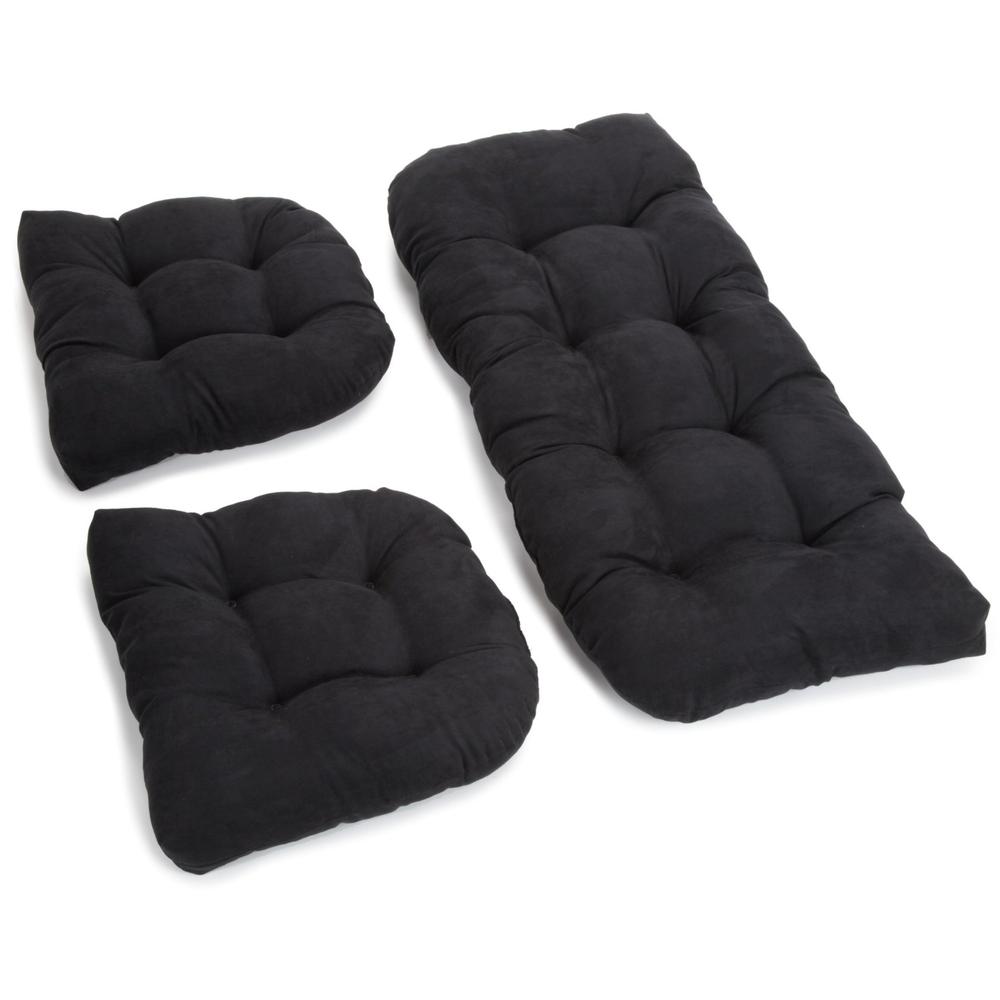 U-Shaped Microsuede Tufted Settee Cushion Set (Set of 3). Picture 1