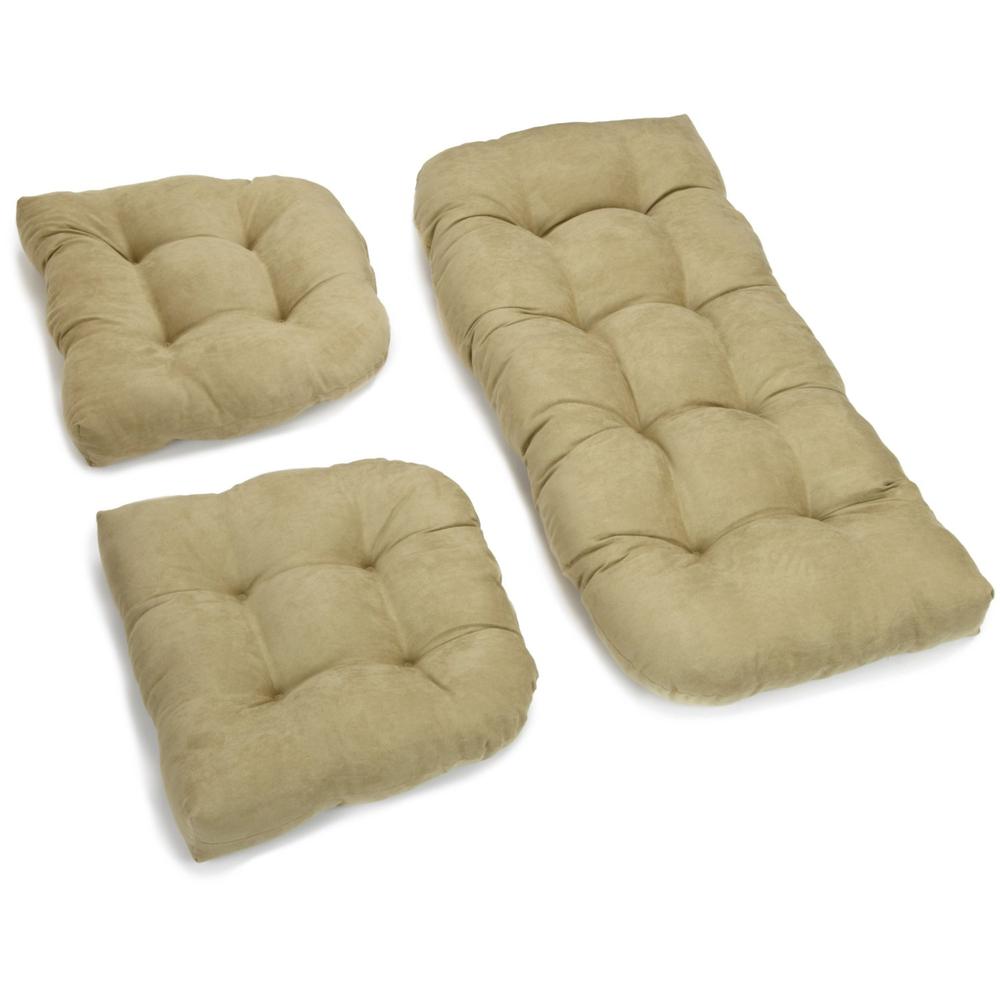 U-Shaped Microsuede Tufted Settee Cushion Set (Set of 3). Picture 1