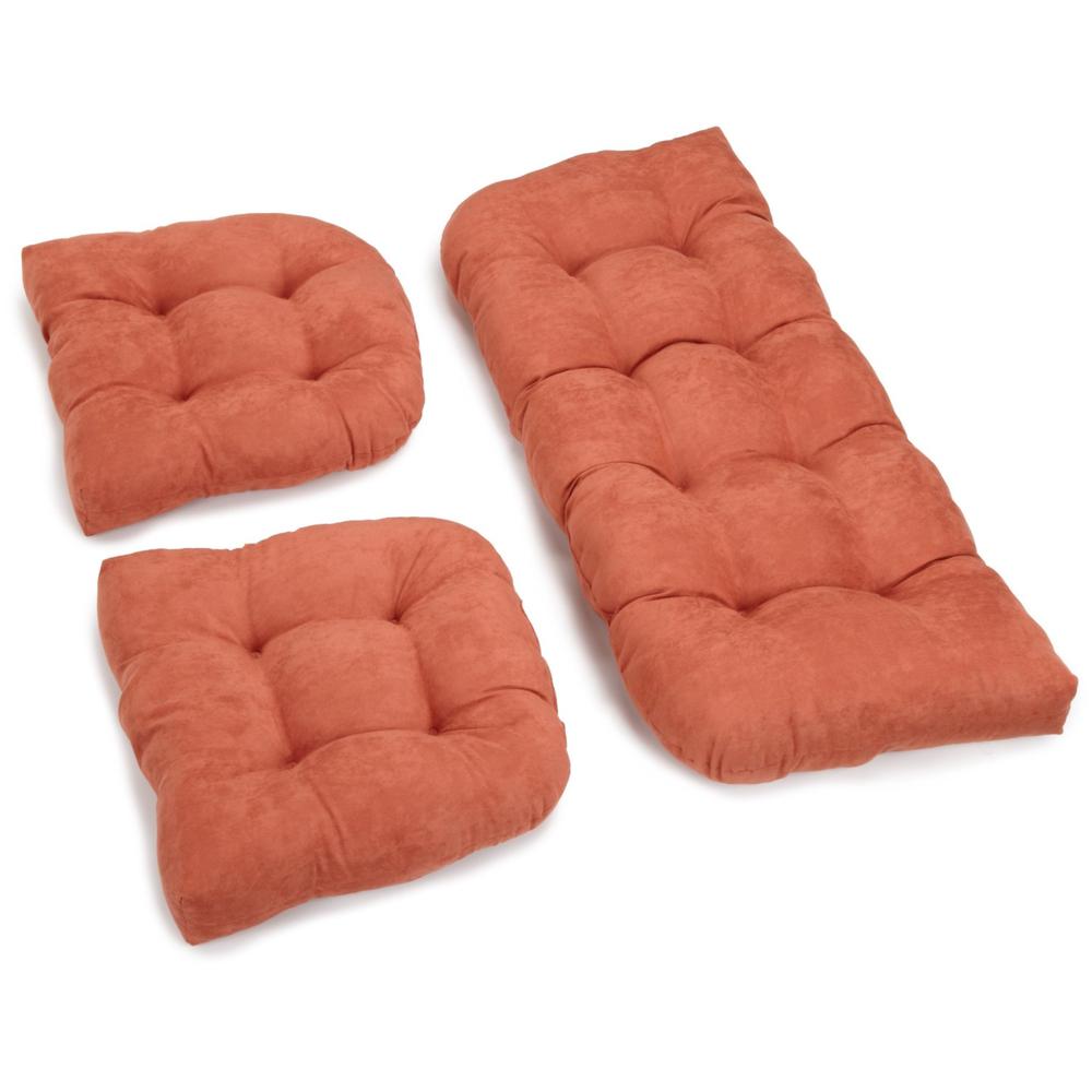 U-Shaped Microsuede Tufted Settee Cushion Set (Set of 3). Picture 1