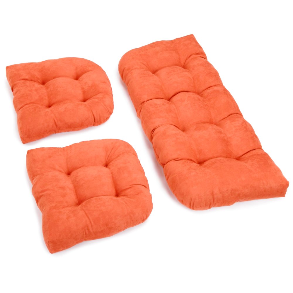 U-Shaped Microsuede Tufted Settee Cushion Set (Set of 3). Picture 1
