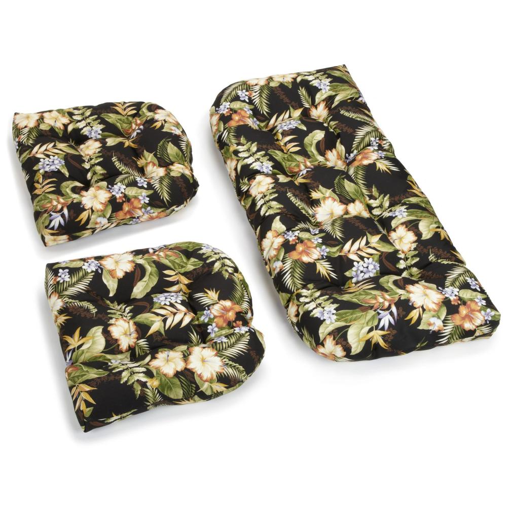U-Shaped Spun Polyester Tufted Settee Cushion Set (Set of 3). Picture 1