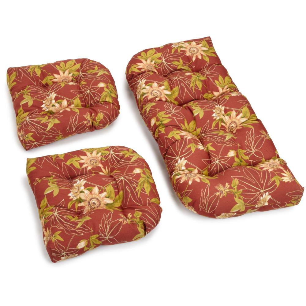 U-Shaped Spun Polyester Tufted Settee Cushion Set (Set of 3). Picture 1
