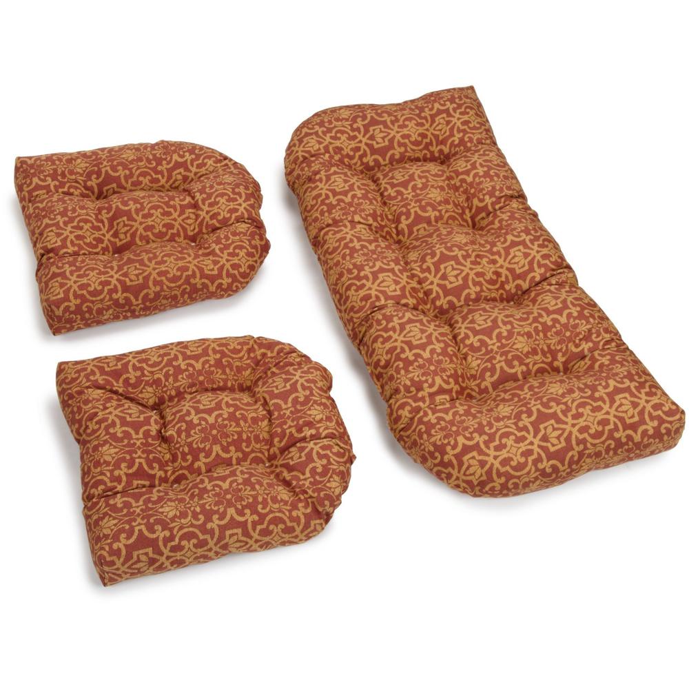 U-Shaped Spun Polyester Tufted Settee Cushion Set (Set of 3). Picture 1