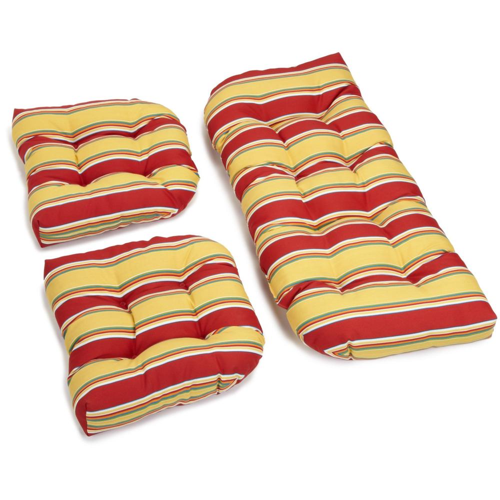 U-Shaped Spun Polyester Tufted Settee Cushion Set (Set of 3). Picture 1