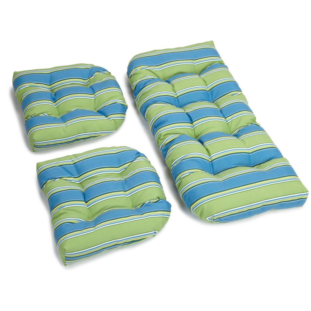 U-Shaped Spun Polyester Tufted Settee Cushion Set (Set of 3). Picture 1