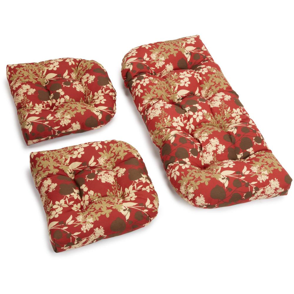 U-Shaped Spun Polyester Tufted Settee Cushion Set (Set of 3). Picture 1
