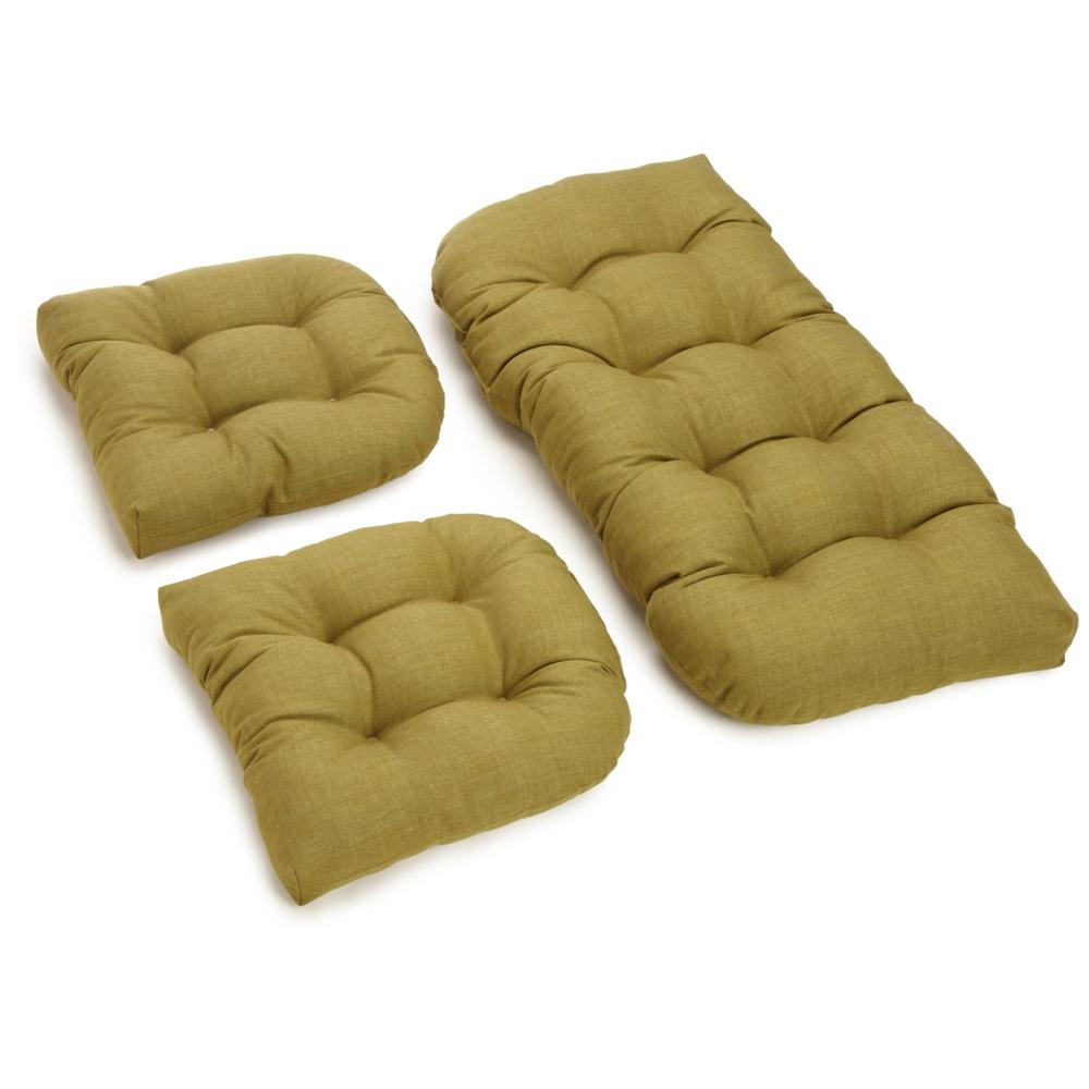 U-Shaped Spun Polyester Tufted Settee Cushion Set (Set of 3). Picture 1