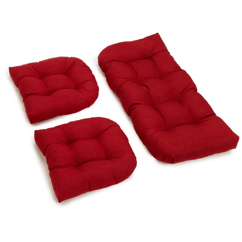 U-Shaped Spun Polyester Tufted Settee Cushion Set (Set of 3). Picture 1