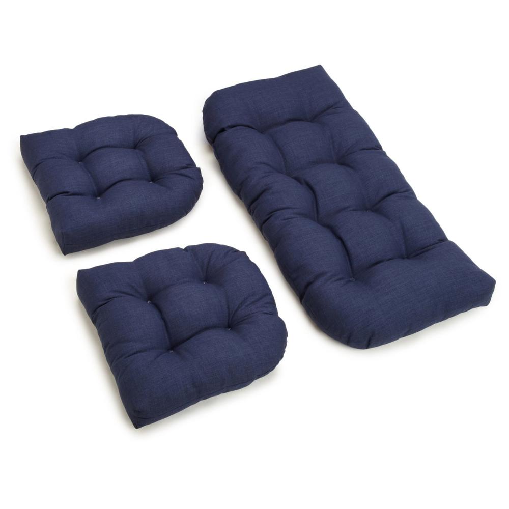 U-Shaped Spun Polyester Tufted Settee Cushion Set (Set of 3). Picture 1