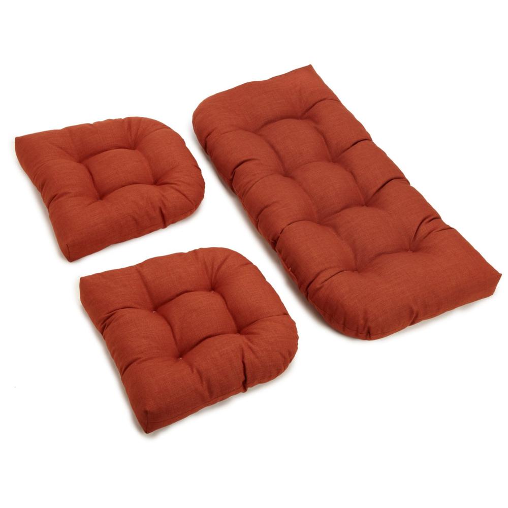 U-Shaped Spun Polyester Tufted Settee Cushion Set (Set of 3). Picture 1