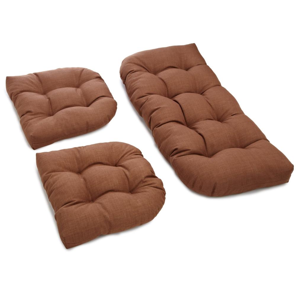 U-Shaped Spun Polyester Tufted Settee Cushion Set (Set of 3). Picture 1