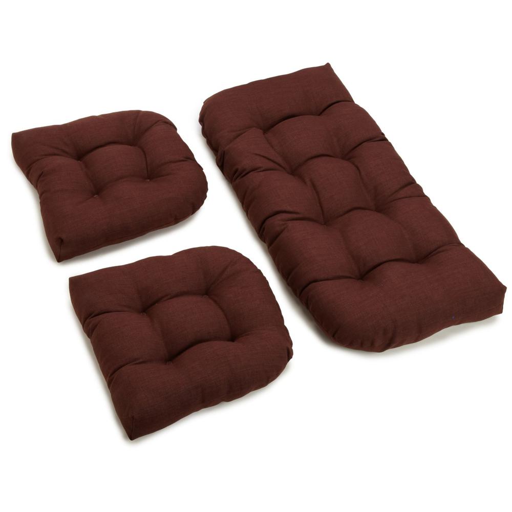 U-Shaped Spun Polyester Tufted Settee Cushion Set (Set of 3). Picture 1