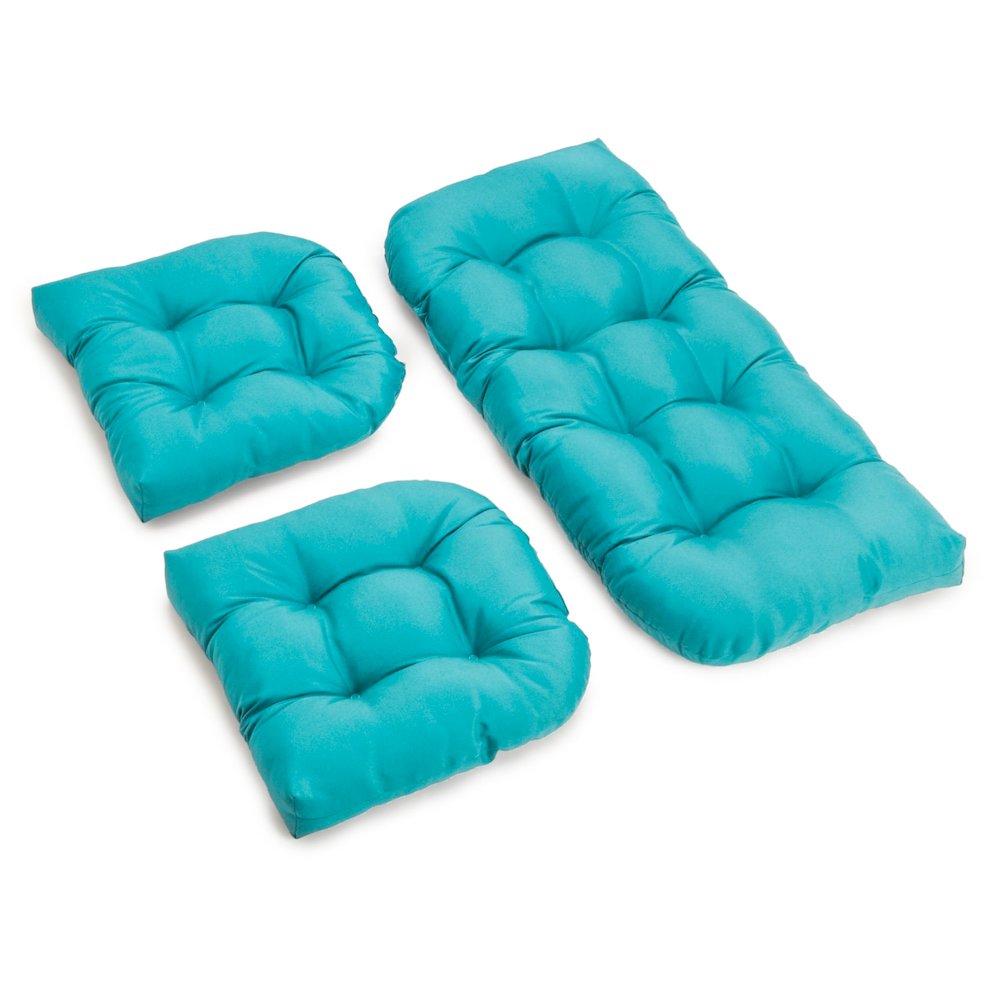 U-Shaped Twill Tufted Settee Cushion Set (Set of 3). Picture 1