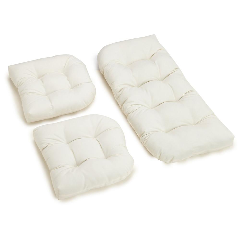 U-Shaped Twill Tufted Settee Cushion Set (Set of 3). Picture 1
