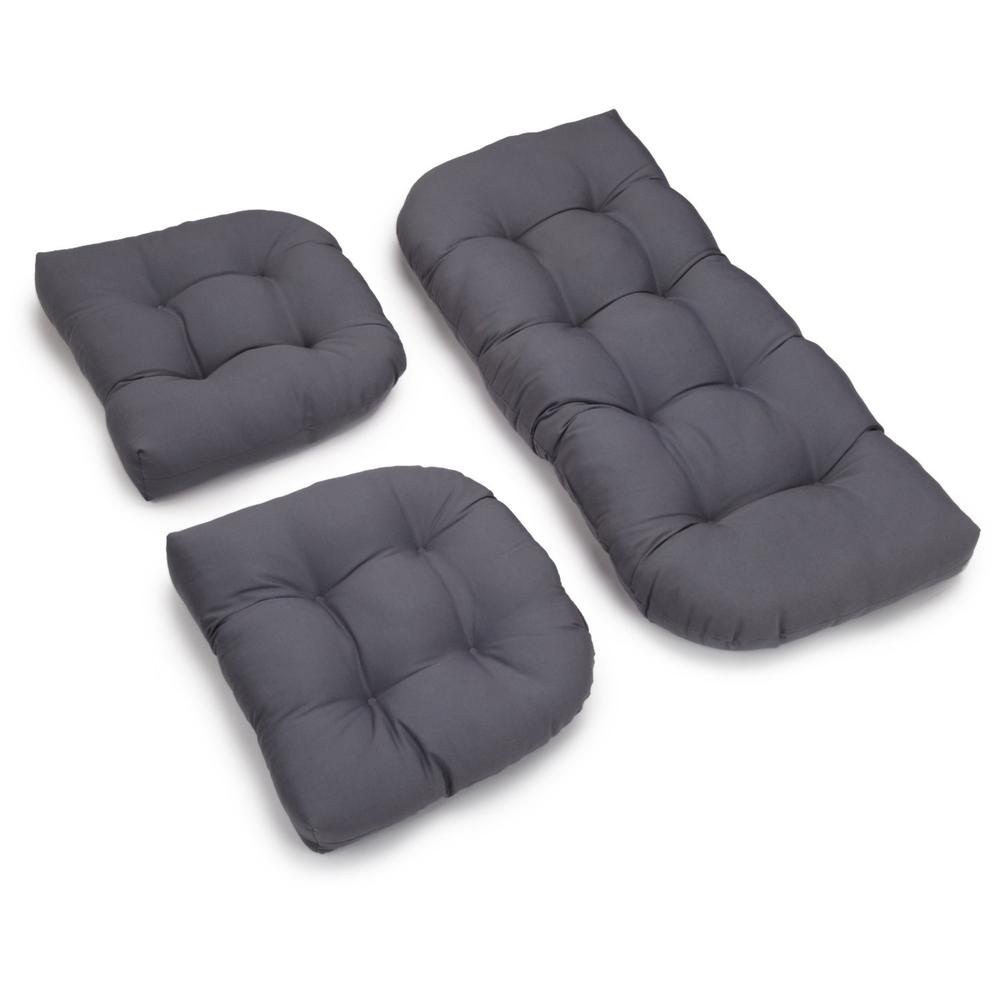 U-Shaped Twill Tufted Settee Cushion Set (Set of 3). Picture 1