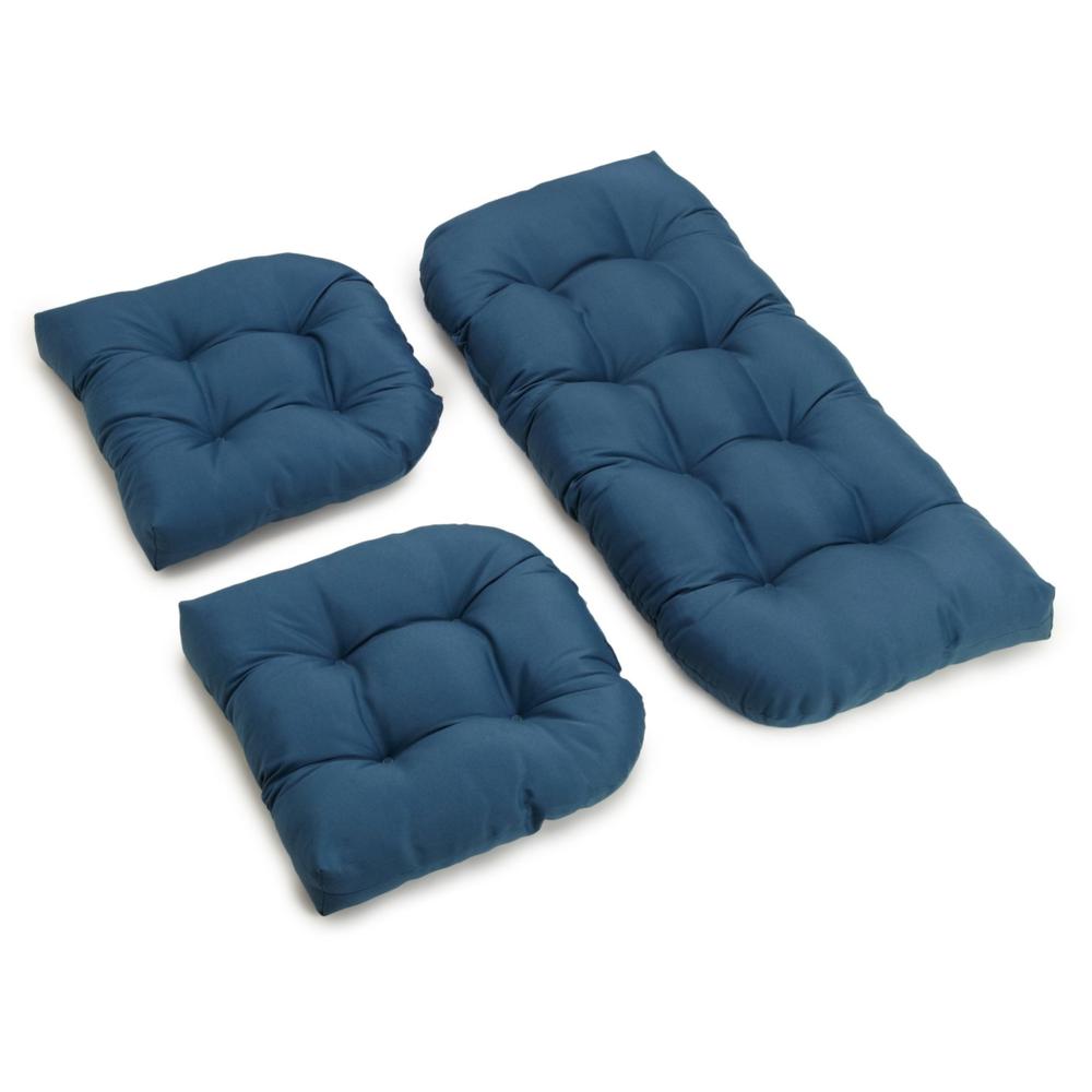 U-Shaped Twill Tufted Settee Cushion Set (Set of 3). Picture 1