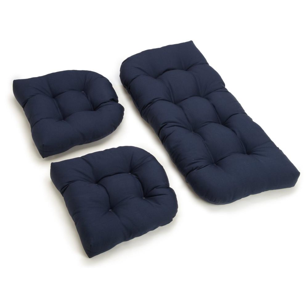 U-Shaped Twill Tufted Settee Cushion Set (Set of 3). Picture 1